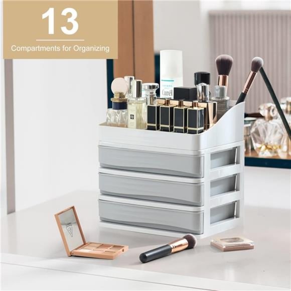 Makeup Organizer with Drawers Tray for Cosmetic Storage, Bathroom Countertop - Picture 2 of 6